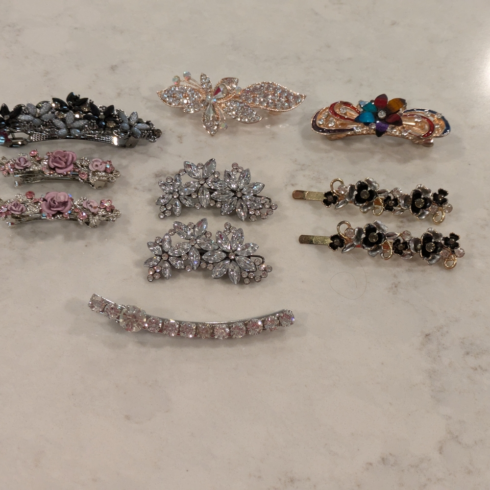 Elegant Crystal Hair Clip Set Of 13